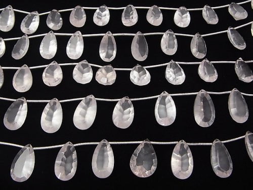 [Video] High Quality Madagascar Rose Quartz AAA - AAA - Pear shape Concave Cut half or 1strand beads (aprx.7inch / 18 cm)