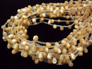 Mother of Pearl MOP Faceted Drop 10 x 6 x 6 mm beige half or 1 strand beads (aprx.15 inch / 38 cm)