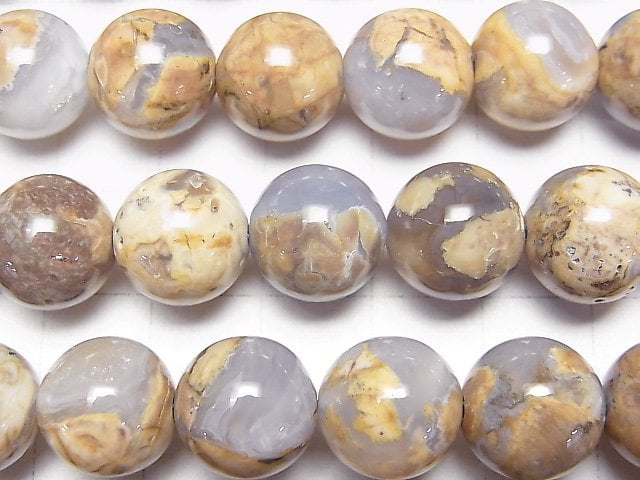[Video] Argentine Blue Chalcedony AA+ with matrix Round 12mm 1/4 or 1strand beads (aprx.15inch/38cm)