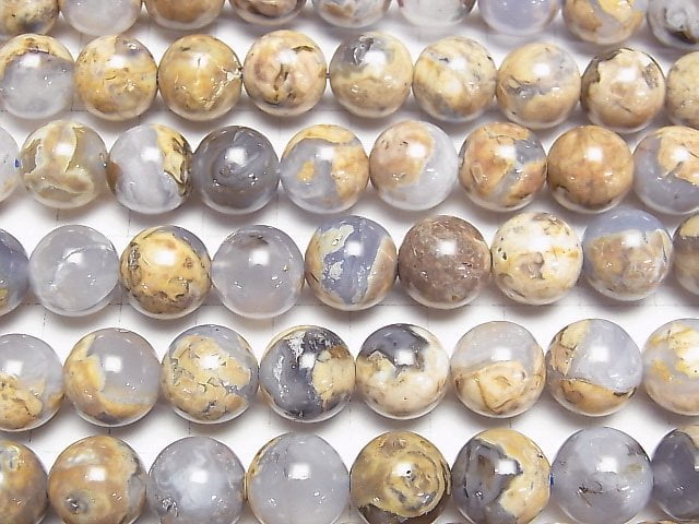 [Video] Argentine Blue Chalcedony AA+ with matrix Round 12mm 1/4 or 1strand beads (aprx.15inch/38cm)