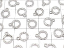 Metal CZ Charm Circle 10x8mm Silver Color 3pcs