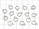 Metal CZ Charm Circle 10x8mm Silver Color 3pcs