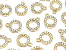 Metal CZ Charm Circle 10x8mm Gold Color 3pcs