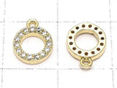 Metal CZ Charm Circle 10x8mm Gold Color 3pcs
