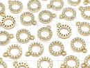 Metal CZ Charm Circle 10x8mm Gold Color 3pcs