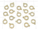 Metal CZ Charm Circle 10x8mm Gold Color 3pcs