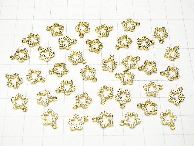 Metal Parts Charm Flower with CZ 10 x 8 mm Gold Color 3 pcs $3.79!