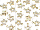 [Video] Charm star with metal Parts CZ 10 x 8 mm gold color 3 pcs