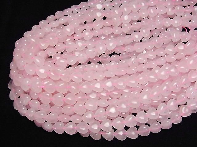 [Video] Rose Quartz AA+ Vertical Hole Heart Beads, 10x10mm, 1-Strand (approx. 15 inches/36 cm)
