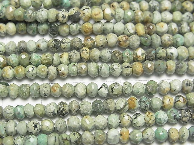 [Video] African Turquoise  Small Size Faceted Button Roundel  1strand beads (aprx.13inch/32cm)