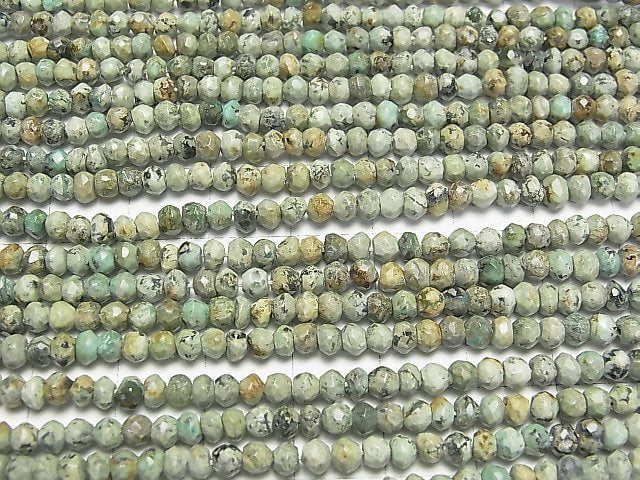 [Video] African Turquoise  Small Size Faceted Button Roundel  1strand beads (aprx.13inch/32cm)