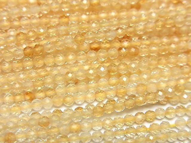 High Quality! Light color Citrine AAA Faceted Round 2mm 1strand beads (aprx.15inch/37cm)