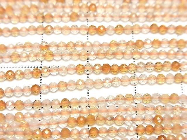 High Quality! Crystal x Citrine AA++ Faceted Round 2mm 1strand Beads (approx. 15 inches/37 cm)