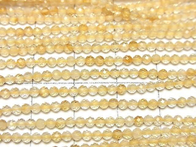 High Quality! Light color Citrine AAA Faceted Round 2mm 1strand beads (aprx.15inch/37cm)