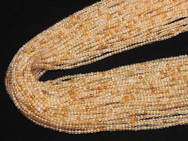 High Quality! Crystal x Citrine AA++ Faceted Round 2mm 1strand Beads (approx. 15 inches/37 cm)