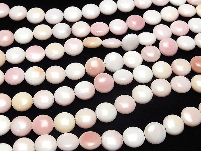 Queen Conch Shell AAA Coin 10 x 10 x 5 mm half or 1 strand beads (aprx.15 inch / 38 cm)