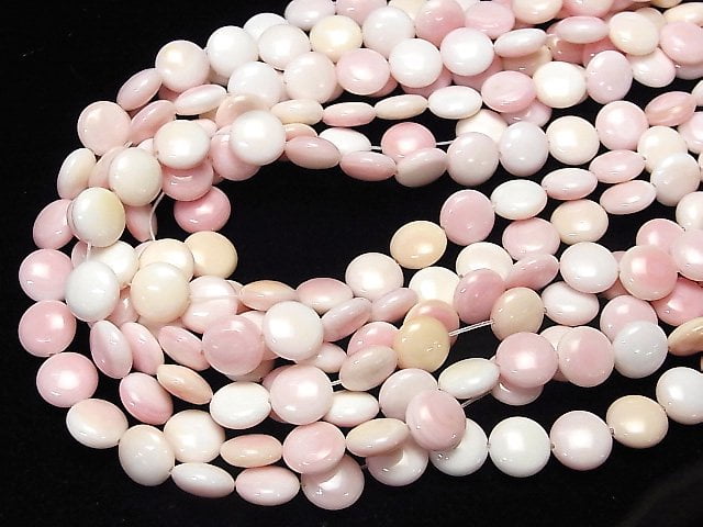 Queen Conch Shell AAA Coin 10 x 10 x 5 mm half or 1 strand beads (aprx.15 inch / 38 cm)