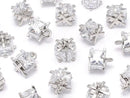 Metal parts CZ charm Cube 7x7x7mm Silver color 2pcs
