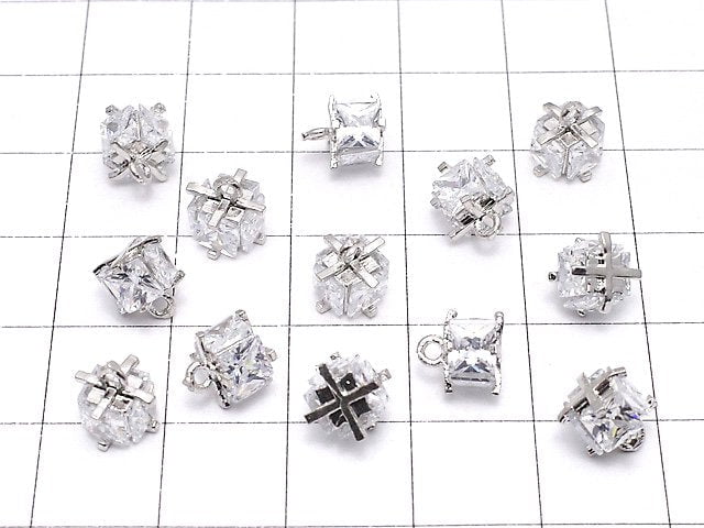 Metal Parts Charm with CZ Cube 7 x 7 x 7 mm Silver Color 2 pcs $2.79!