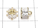 Metal parts CZ charm Cube 7x7x7mm Gold color 2pcs