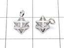 Metal parts CZ charm Merkaba 9x6x6mm Silver color 3pcs