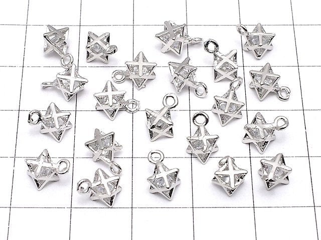 Metal parts CZ charm Merkaba 9x6x6mm Silver color 3pcs