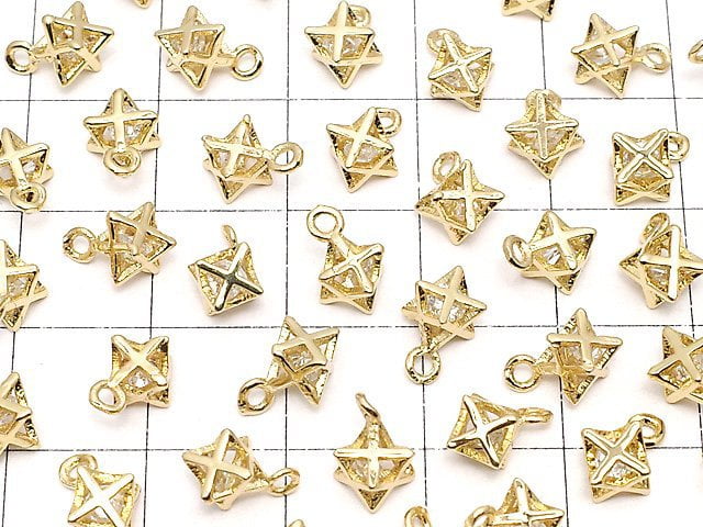 Metal Parts CZ Charm McAva 9 x 6 x 6 mm gold color 3 pcs