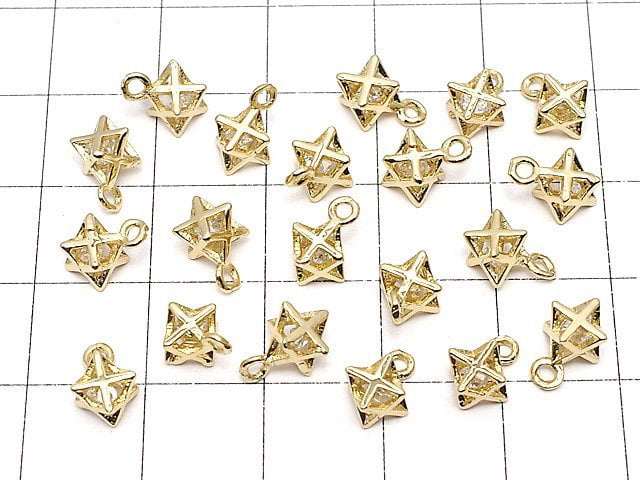 Metal Parts CZ Charm McAva 9 x 6 x 6 mm gold color 3 pcs