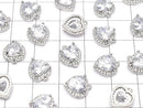 Metal CZ Heart Charm, 11x9.5x4mm, Silver, 2 Pieces