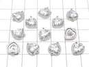 Metal CZ Heart Charm, 11x9.5x4mm, Silver, 2 Pieces