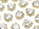 Metal CZ Heart Charm, 11x9.5x4mm, Gold, 2 Pieces