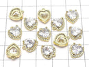 Metal CZ Heart Charm, 11x9.5x4mm, Gold, 2 Pieces