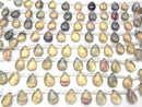 [Video] Multicolor Fluorite Pear shape (Smooth) 14x10x6mm 1strand beads (aprx.7inch / 17cm)