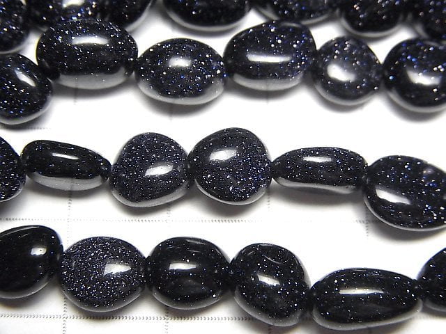 [Video] Blue Golden Sand Stone Nugget 1strand beads (aprx.15inch / 36cm)