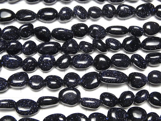 [Video] Blue Golden Sand Stone Nugget 1strand beads (aprx.15inch / 36cm)