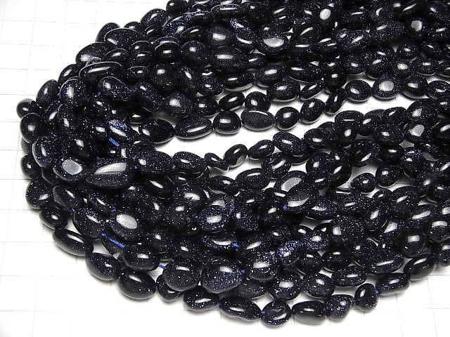 [Video] Blue Golden Sand Stone Nugget 1strand beads (aprx.15inch / 36cm)