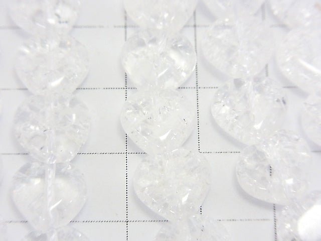 [Video] Cracked Crystal Vertical Hole Heart shape 10x10x6mm half or 1strand beads (aprx.15inch/36cm)