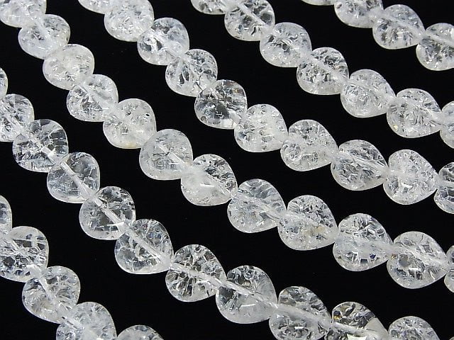 [Video] Cracked Crystal Vertical Hole Heart shape 10x10x6mm half or 1strand beads (aprx.15inch/36cm)
