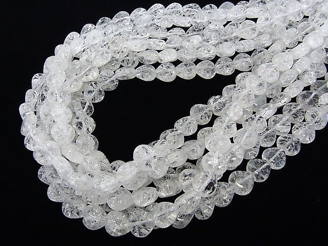 [Video] Cracked Crystal Vertical Hole Heart shape 10x10x6mm half or 1strand beads (aprx.15inch/36cm)