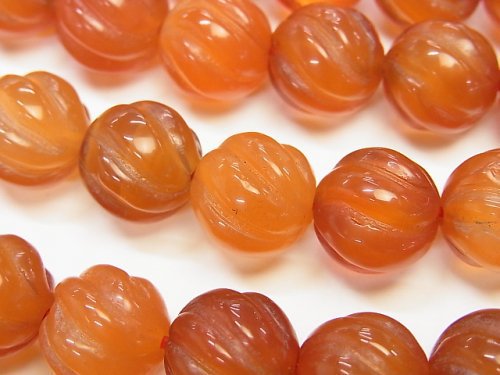 Carnelian, Round, Twist Gemstone Beads