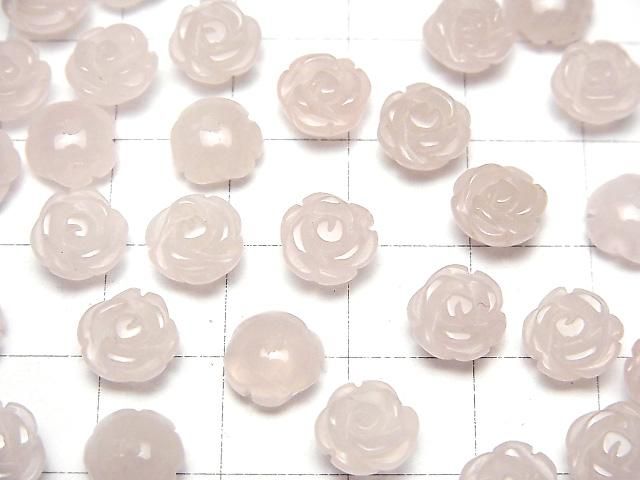 [Video]Rose Quartz AAA Rose 8mm [Half Drilled Hole] 4pcs