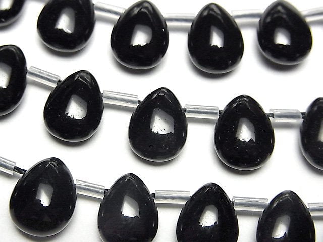 Black Crystal (Morion), Pear Shape Gemstone Beads