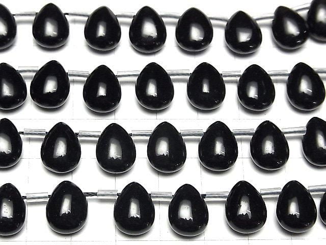 Russian Morion Crystal Quartz AAA Pear shape (Smooth) 12x9mm half or 1-strand beads (approx. 7 inches/18 cm)