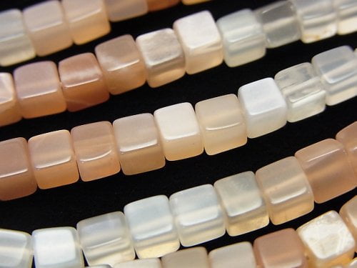 Cube, Moonstone Gemstone Beads