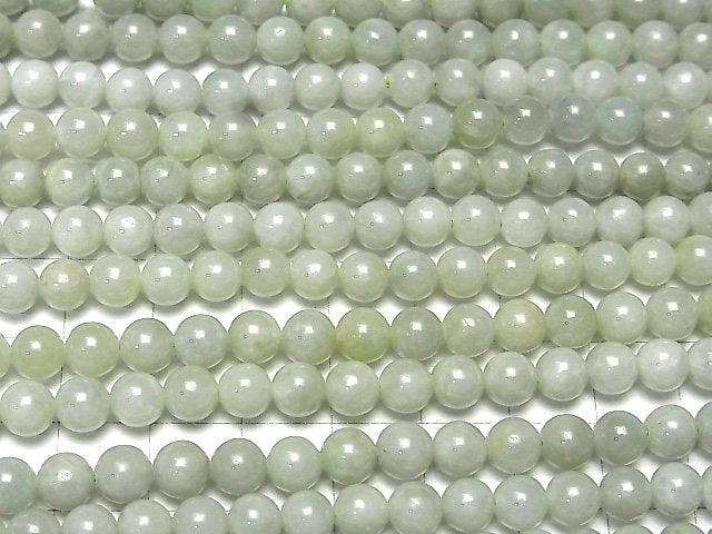 Pastel Green! Burmese Jadeite AA+ Round 6mm half or 1strand beads (aprx.15inch/36cm)