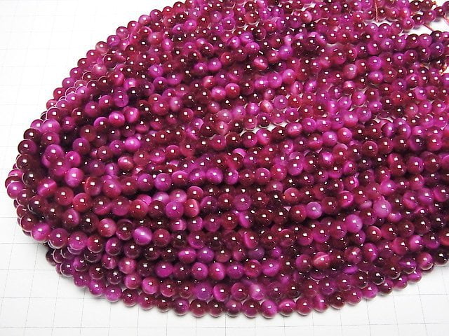 [Video] Pink color Tiger's Eye AA++ Round 6mm 1strand beads (aprx.15inch/36cm)