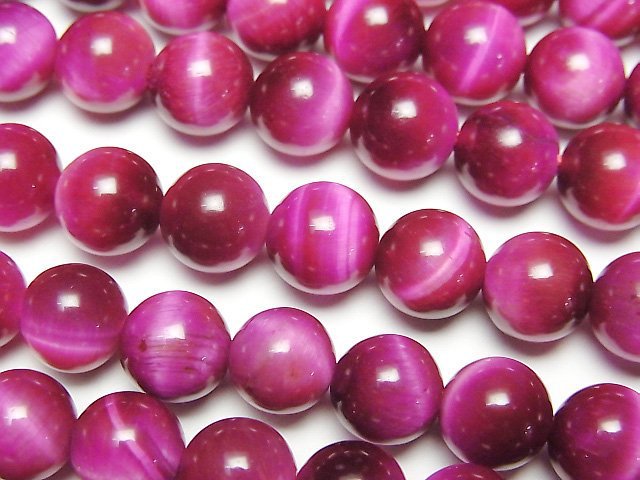 [Video] Pink color Tiger's Eye AA+ Round 8mm 1strand beads (aprx.14inch/35cm)