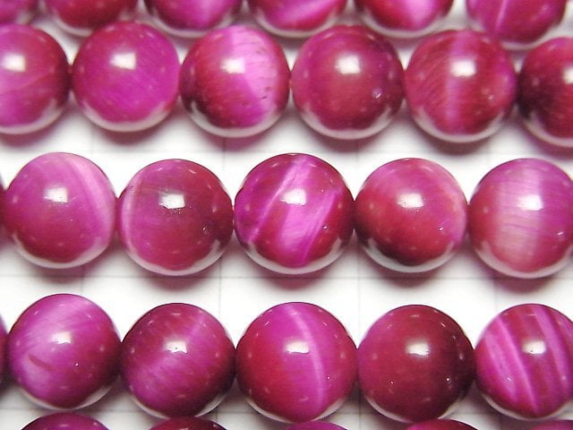 [Video] Pink color Tiger's Eye AA+ Round 8mm 1strand beads (aprx.14inch/35cm)