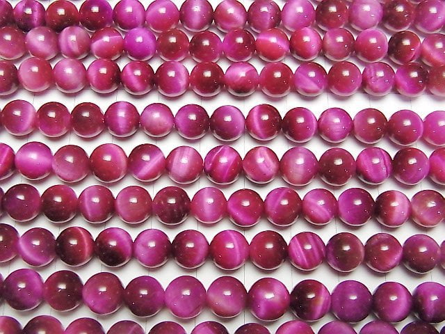 [Video] Pink color Tiger's Eye AA+ Round 8mm 1strand beads (aprx.14inch/35cm)