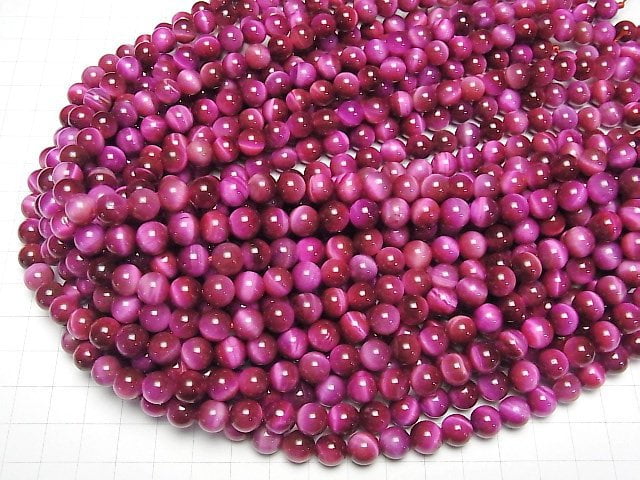 [Video] Pink color Tiger's Eye AA+ Round 8mm 1strand beads (aprx.14inch/35cm)